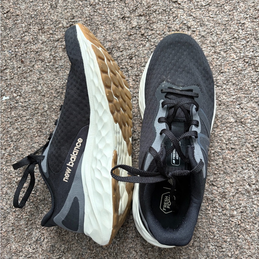 New Balance Black and White Sneakers with Gum Sole